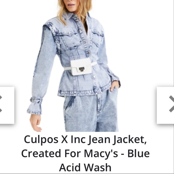 NY SALE 💓 CULPOS X INC Jean Jacket, in Acid Wash, Created for Macy's, Size M - Picture 2 of 9